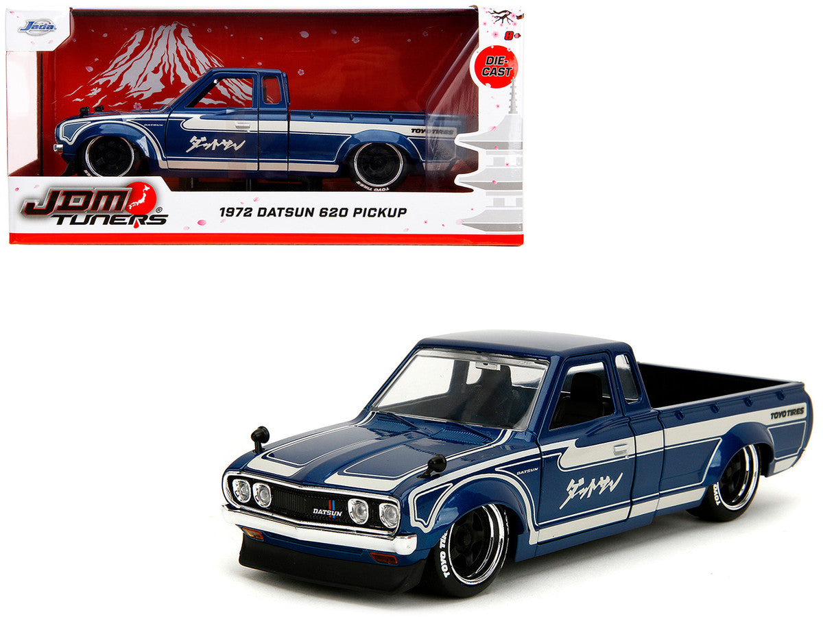 1972 Datsun 620 Pickup Truck Blue Metallic and Cream "JDM Tuners" Series 1/24 Diecast Model Car by Jada Jada