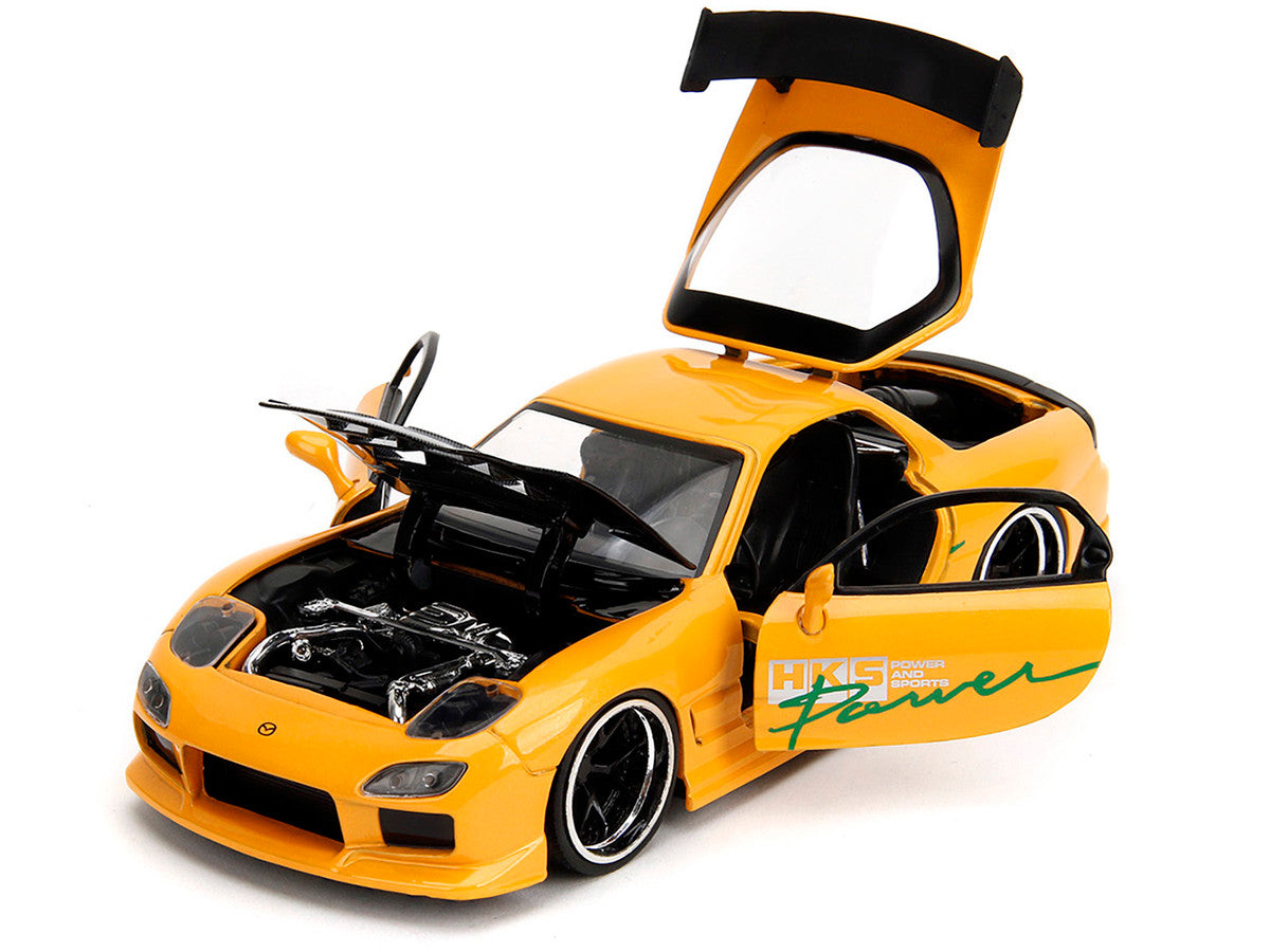 1993 Mazda RX-7 "HKS Power" Yellow with Carbon Hood "JDM Tuners" Series 1/24 Diecast Model Car by Jada Jada