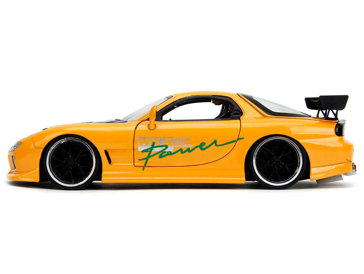 1993 Mazda RX-7 "HKS Power" Yellow with Carbon Hood "JDM Tuners" Series 1/24 Diecast Model Car by Jada Jada
