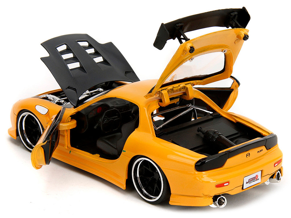 1993 Mazda RX-7 "HKS Power" Yellow with Carbon Hood "JDM Tuners" Series 1/24 Diecast Model Car by Jada Jada
