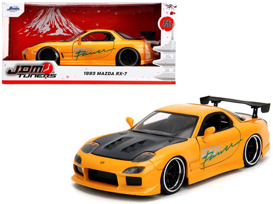1993 Mazda RX-7 "HKS Power" Yellow with Carbon Hood "JDM Tuners" Series 1/24 Diecast Model Car by Jada Jada