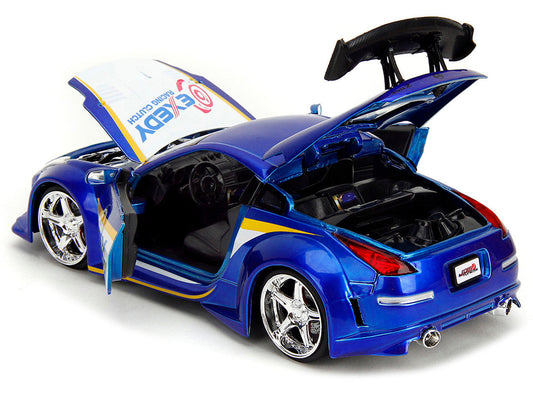2003 Nissan 350Z "Exedy Racing Clutch" Candy Blue and White "JDM Tuners" Series 1/24 Diecast Model Car by Jada Jada