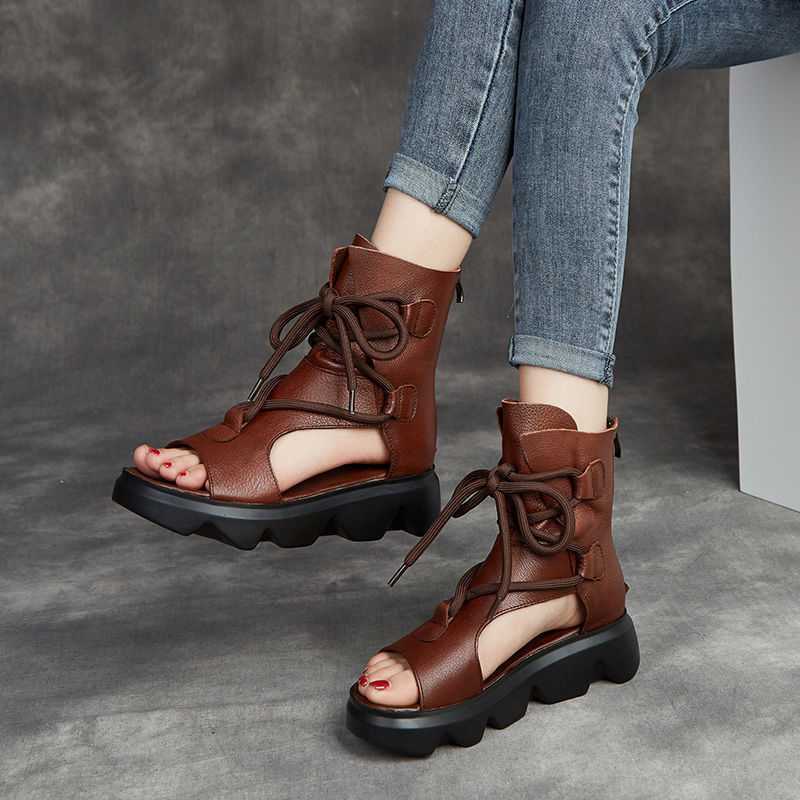 Soft Leather Platform Sandals for Women - Summer Style Best YouTube Store