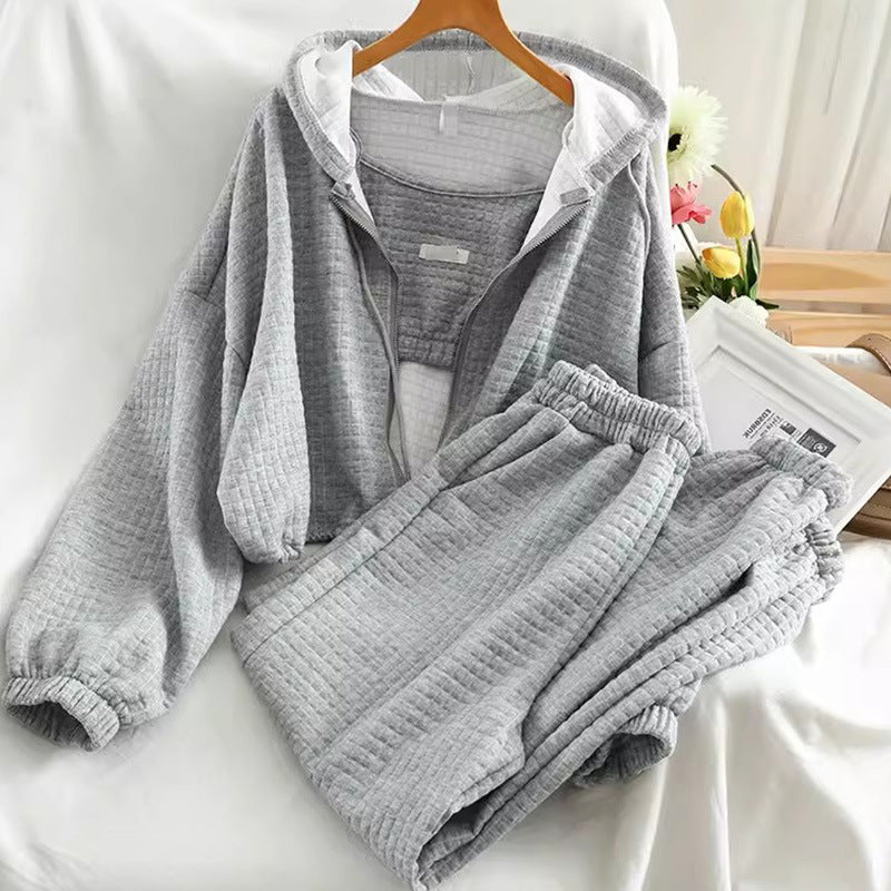 Hooded Cardigan Zipper Sports Three-piece Suit Best YouTube Store