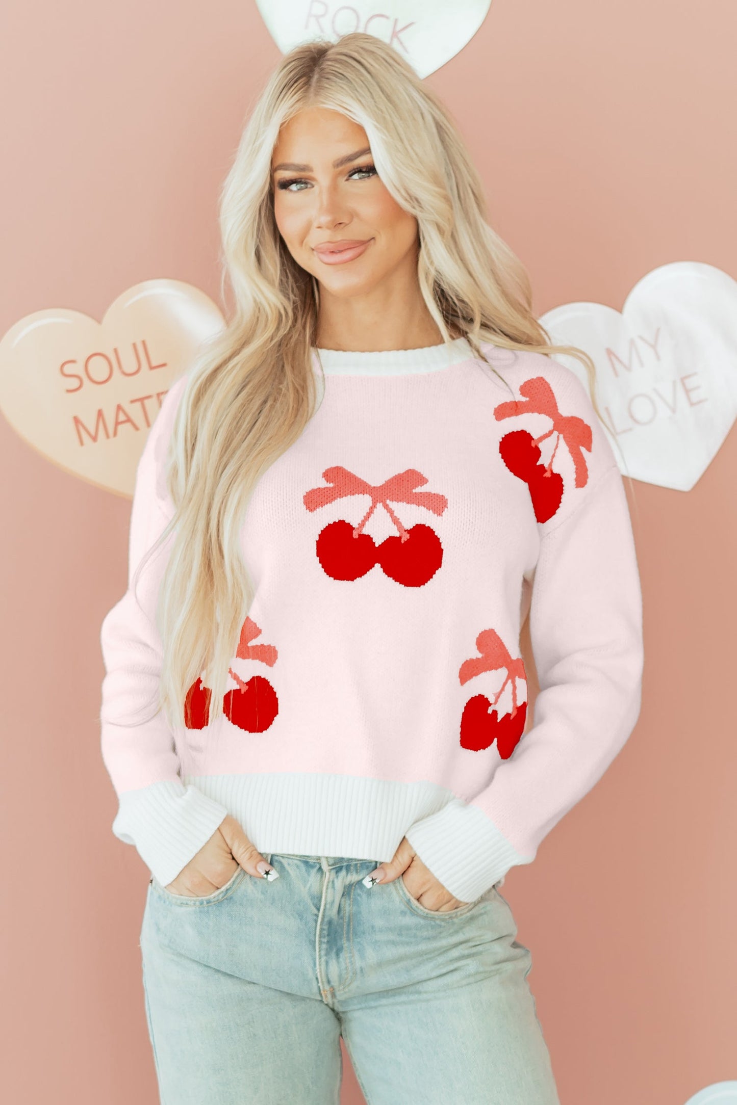 Nevaeh Pattern Drop Shoulder Sweater-0