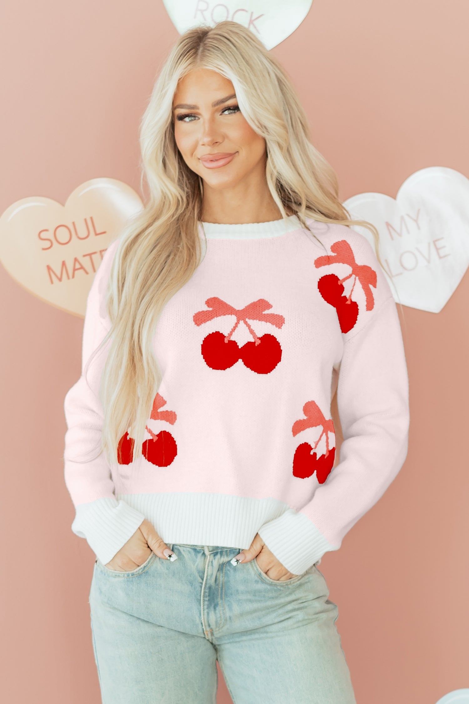 Nevaeh Pattern Drop Shoulder Sweater-0