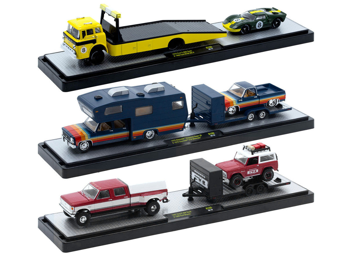 Auto Haulers Set of 3 Trucks Release 100 Limited Edition to 9600 pieces Worldwide 1/64 Diecast Models by M2 Machines M2