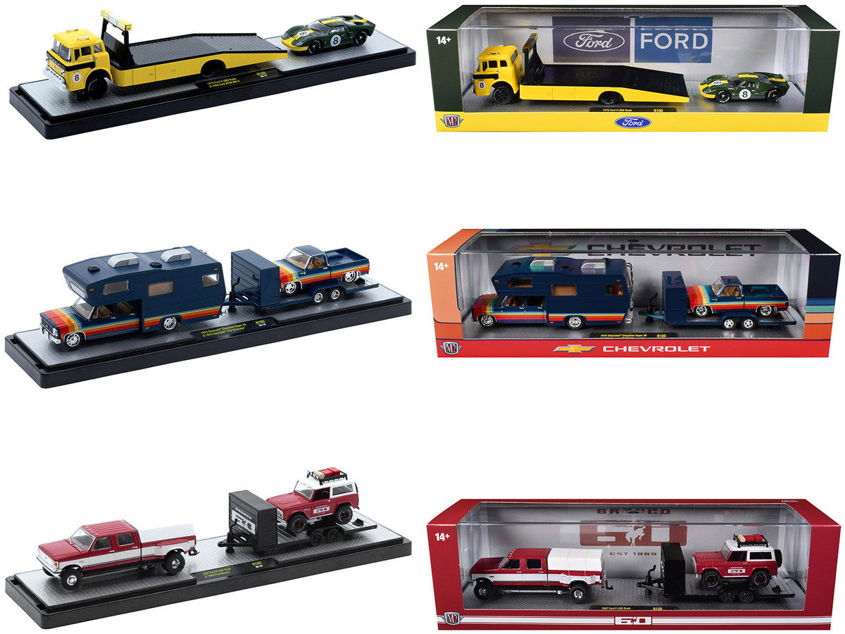 Auto Haulers Set of 3 Trucks Release 100 Limited Edition to 9600 pieces Worldwide 1/64 Diecast Models by M2 Machines M2