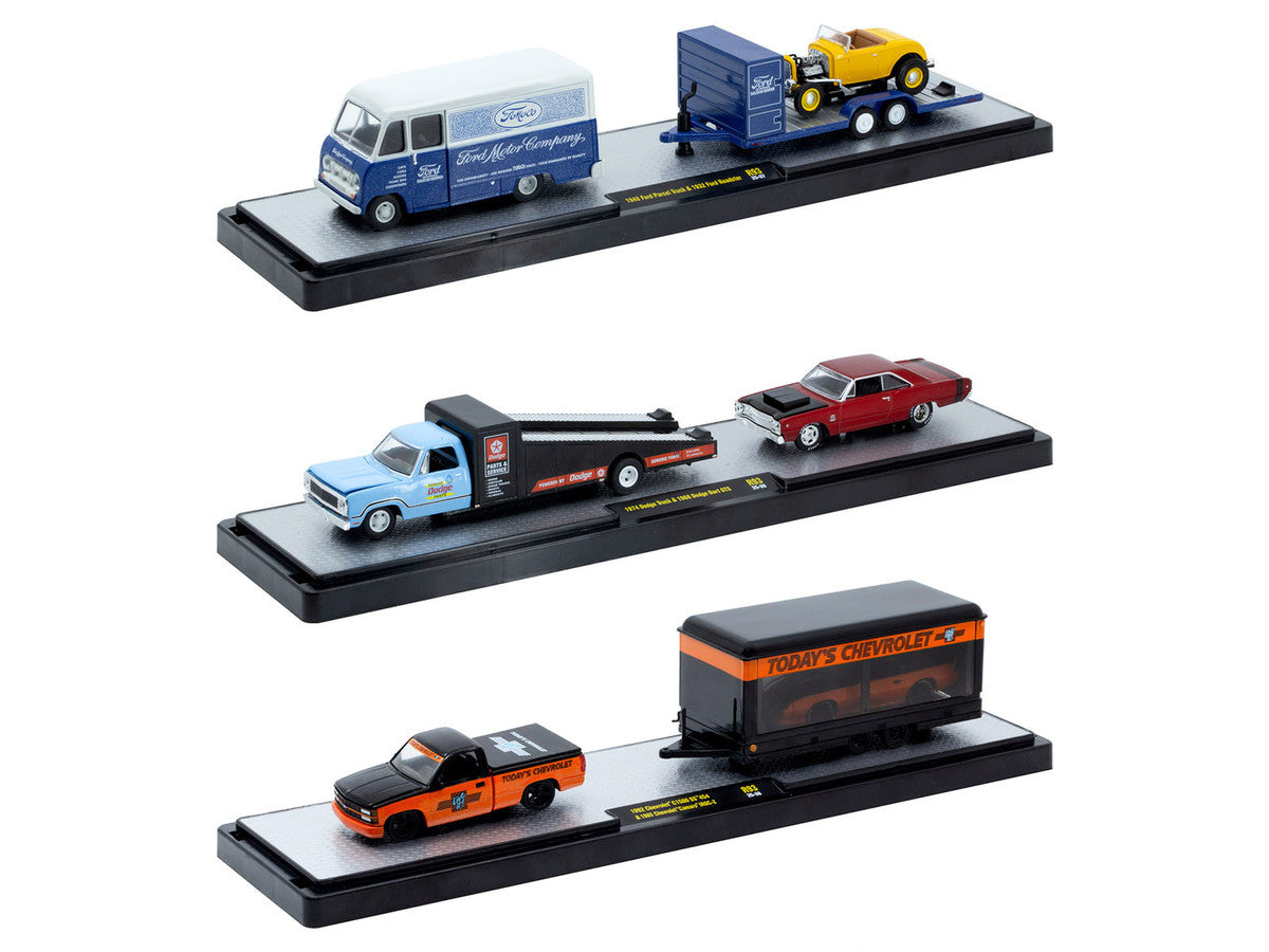 Auto Haulers Set of 3 Trucks Release 93 Limited Edition to 6000 pieces Worldwide 1/64 Diecast Model Cars by M2 Machines-1