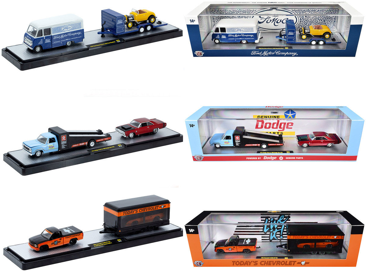 Auto Haulers Set of 3 Trucks Release 93 Limited Edition to 6000 pieces Worldwide 1/64 Diecast Model Cars by M2 Machines-0