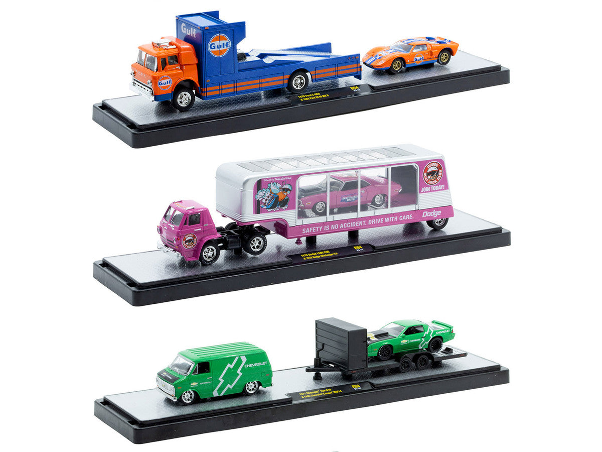 Auto Haulers Set of 3 Trucks Release 94 Limited Edition to 6000 pieces Worldwide 1/64 Diecast Models by M2 Machines-1