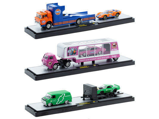 Auto Haulers Set of 3 Trucks Release 94 Limited Edition to 6000 pieces Worldwide 1/64 Diecast Models by M2 Machines-1