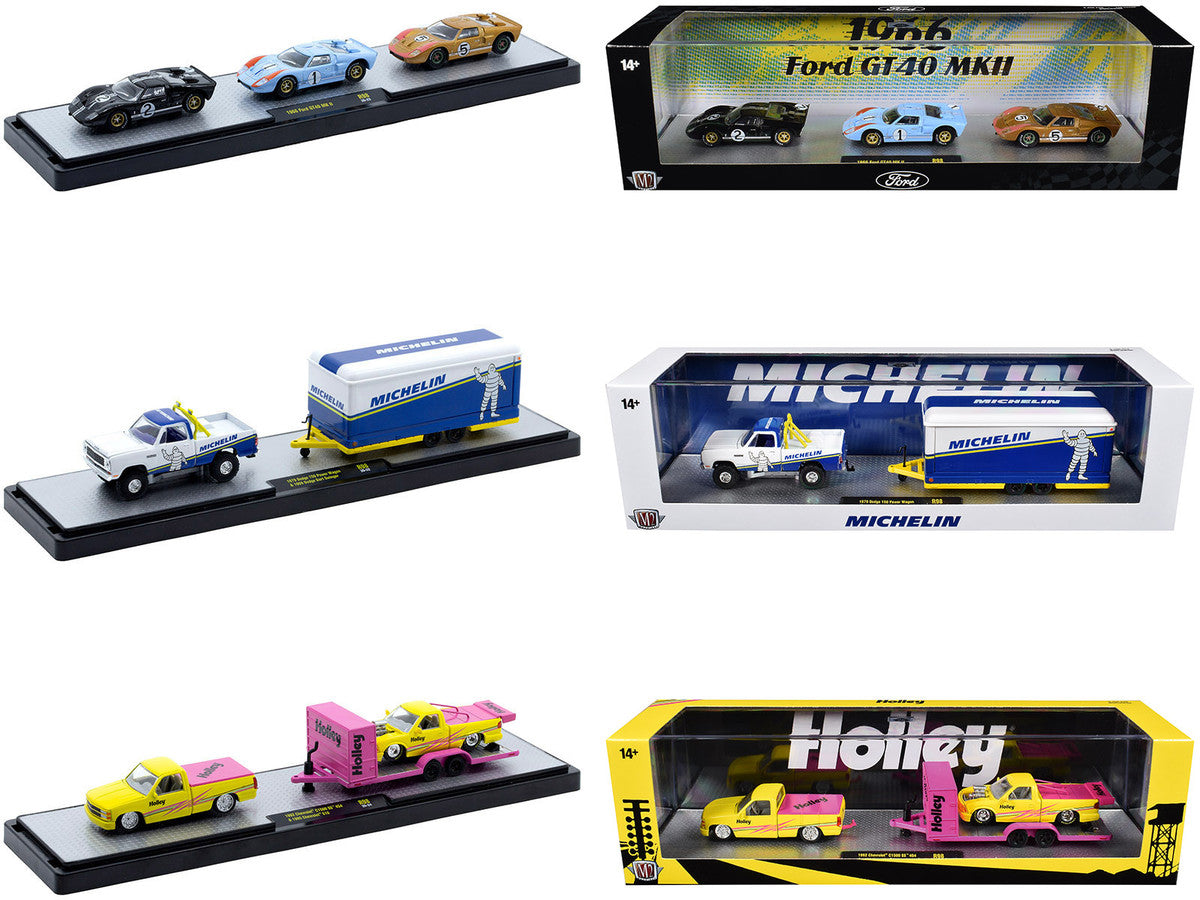 Auto Haulers Set of 3 Trucks Release 98 Limited Edition to 9400 pieces Worldwide 1/64 Diecast Model by M2 Machines M2