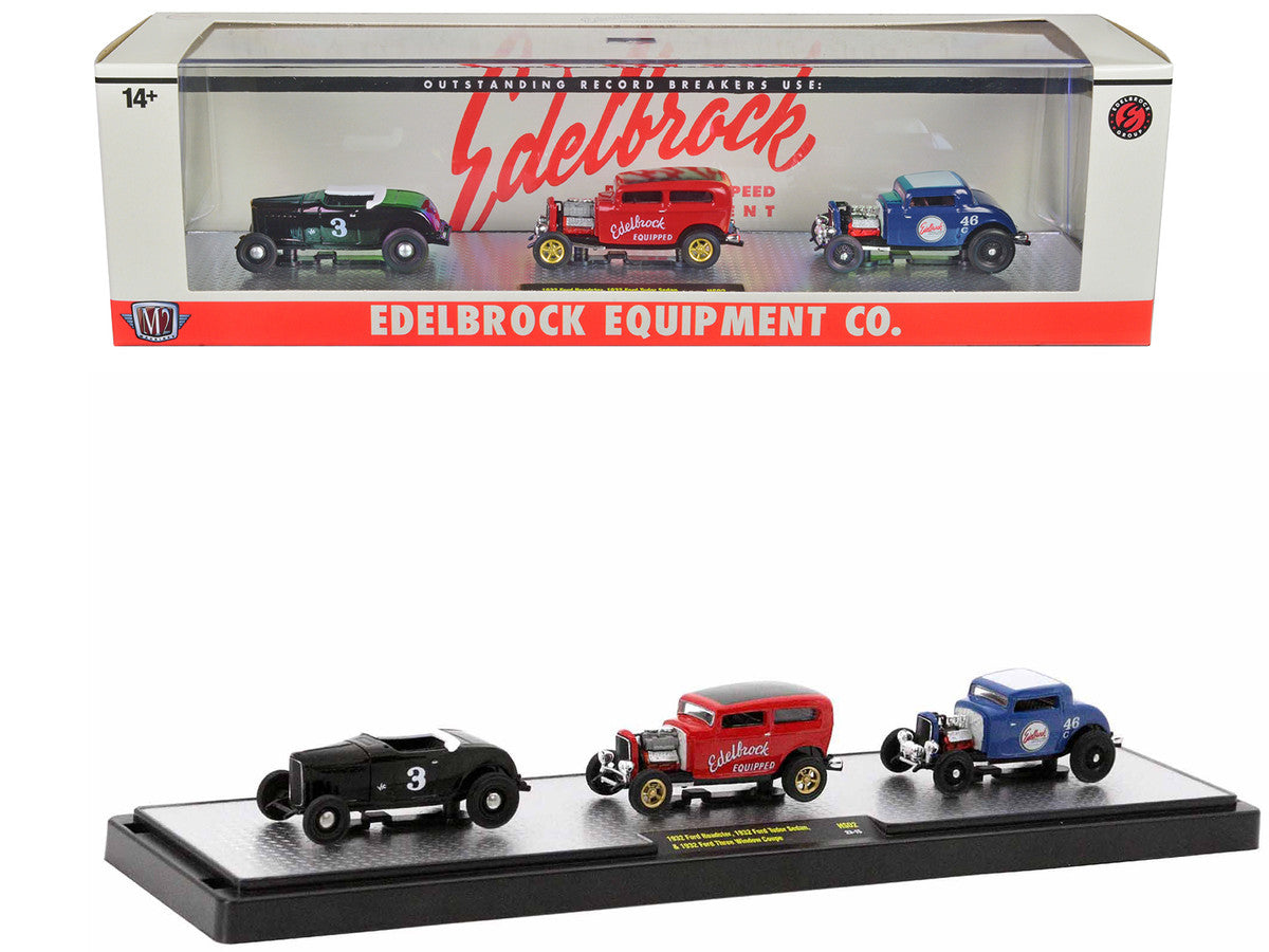 "Edelbrock Equipment Co." Set of 3 Pieces Limited Edition to 2750 pieces Worldwide 1/64 Diecast Models by M2 Machines M2