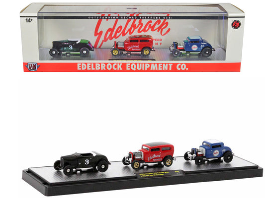 "Edelbrock Equipment Co." Set of 3 Pieces Limited Edition to 2750 pieces Worldwide 1/64 Diecast Models by M2 Machines M2