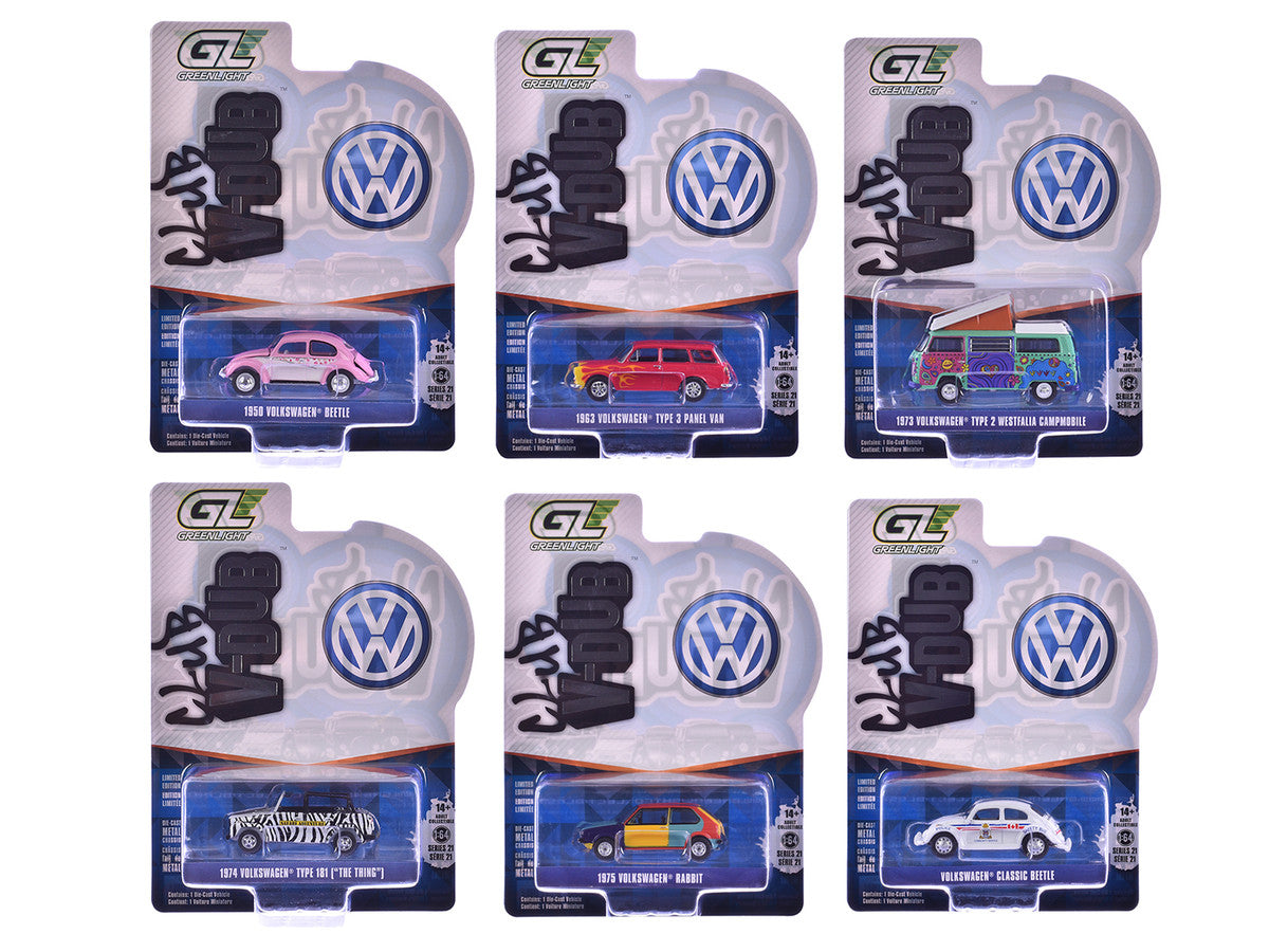 "Club Vee-Dub" Series 21 Set of 6 pieces 1/64 Diecast Model Cars by Greenlight Greenlight