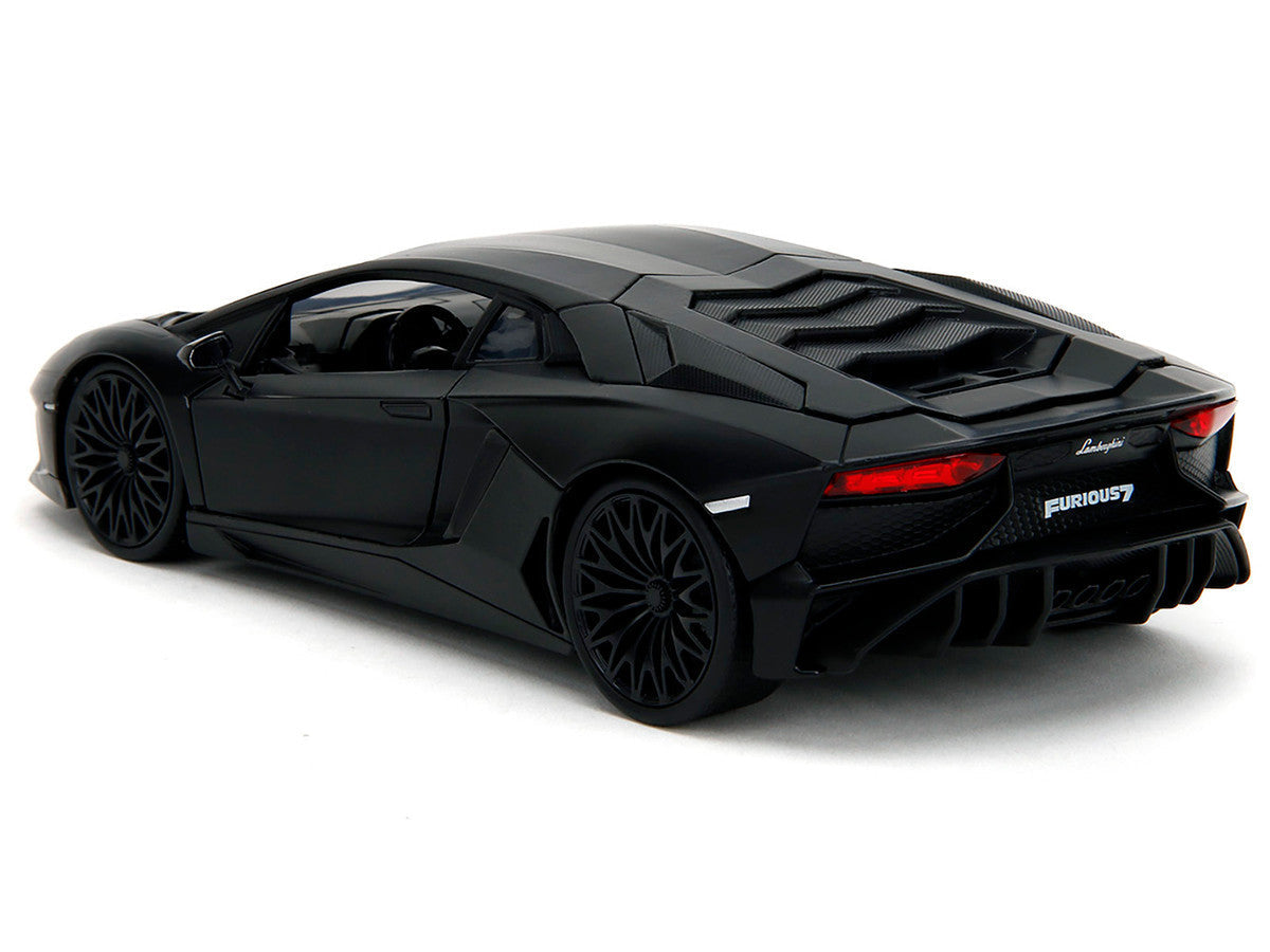 Shaw's Lamborghini Aventador Matt Black "Furious 7" (2015) Movie "Fast & Furious" Series 1/24 Diecast Car Model by Jada Jada