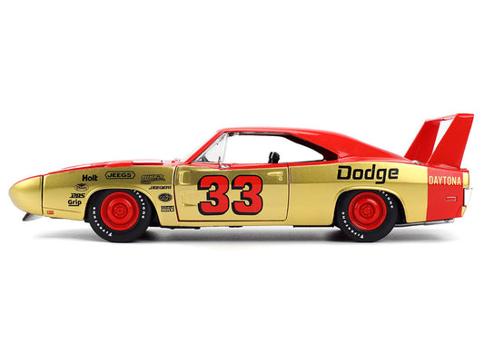 1969 Dodge Charger Daytona #33 Red and Gold Metallic with Graphics "Bigtime Muscle" Series 1/24 Diecast Model Car by Jada Jada