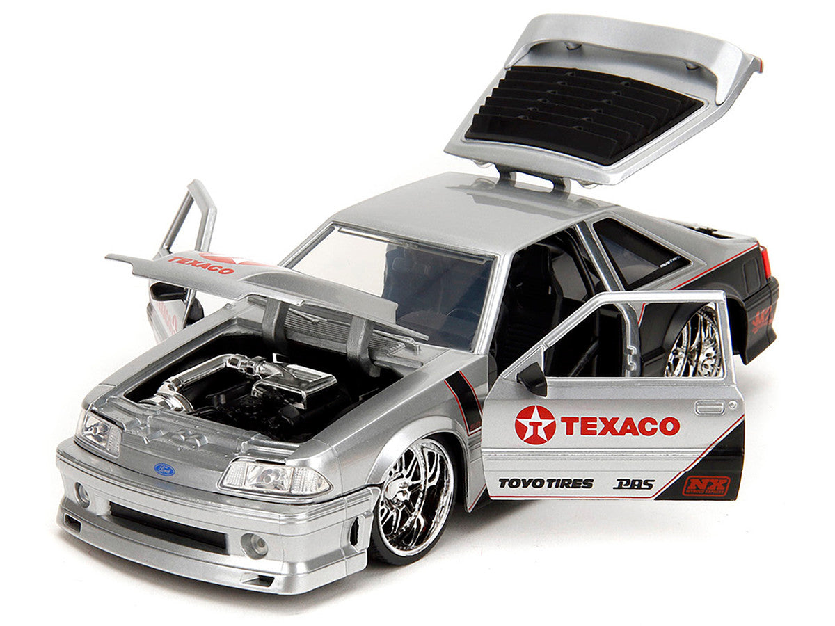 1989 Ford Mustang GT "Texaco" Silver Metallic and Matt Black "Bigtime Muscle" Series 1/24 Diecast Model Car by Jada Jada