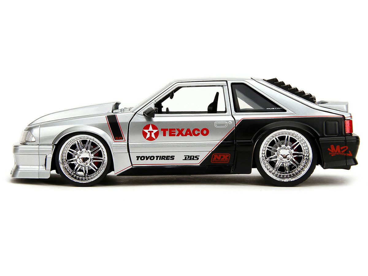 1989 Ford Mustang GT "Texaco" Silver Metallic and Matt Black "Bigtime Muscle" Series 1/24 Diecast Model Car by Jada Jada