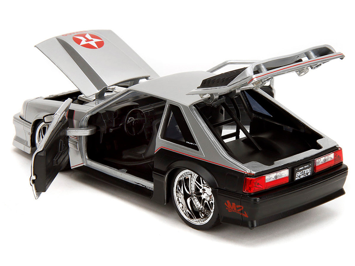 1989 Ford Mustang GT "Texaco" Silver Metallic and Matt Black "Bigtime Muscle" Series 1/24 Diecast Model Car by Jada Jada