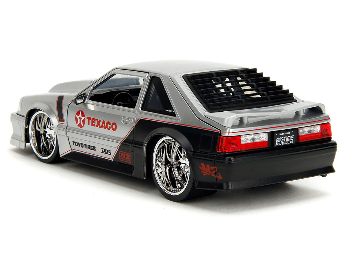 1989 Ford Mustang GT "Texaco" Silver Metallic and Matt Black "Bigtime Muscle" Series 1/24 Diecast Model Car by Jada Jada