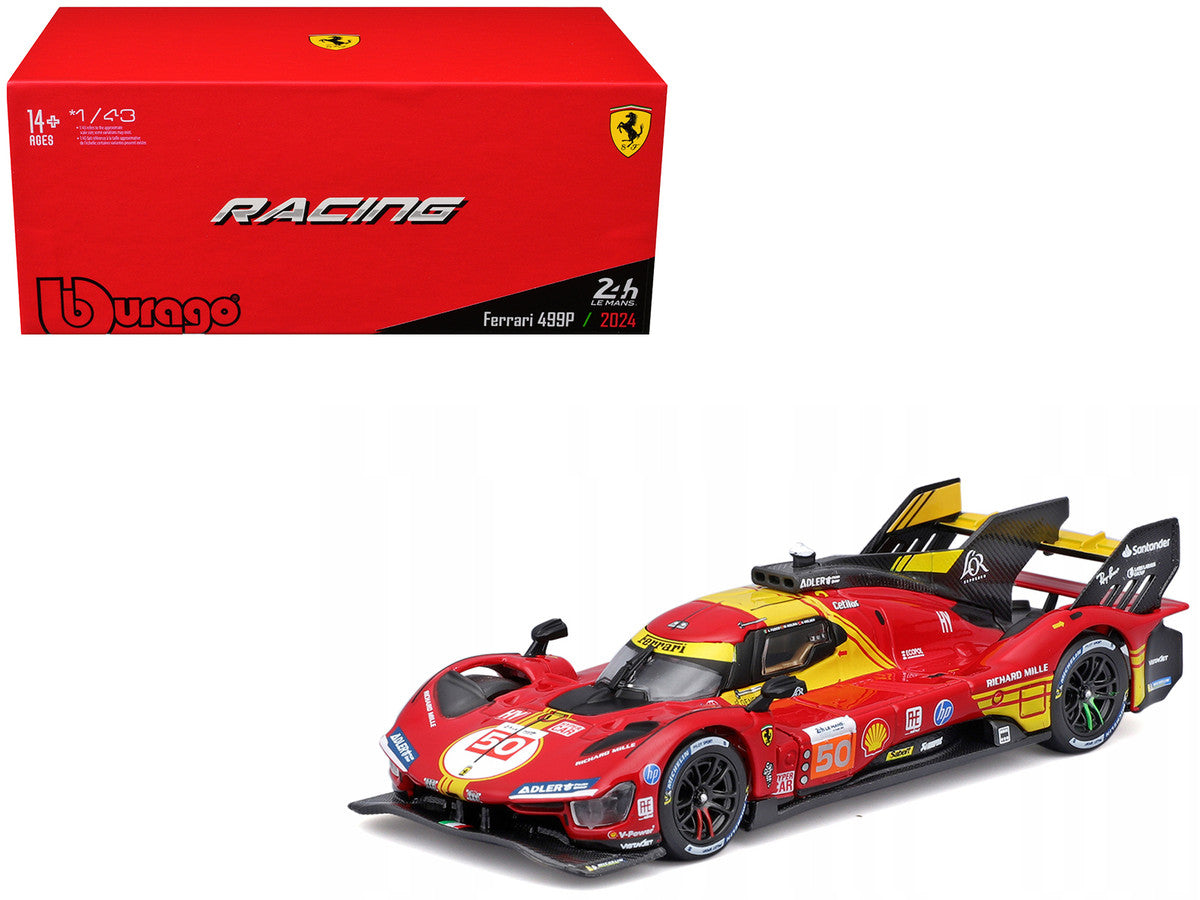 Ferrari 499P #50 Antonio Fuoco - Miguel Molina - Nicklas Nielsen "Ferrari AF Corse" Winner "24 Hours of Le Mans" (2024) "Racing" Series 1/43 Diecast Model Car by Bburago Bburago