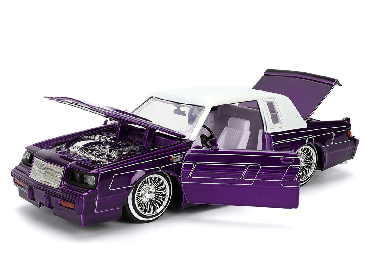 1987 Buick Grand National Candy Purple with Graphics and White Top and Interior "Bigtime Muscle" Series 1/24 Diecast Model Car by Jada Jada