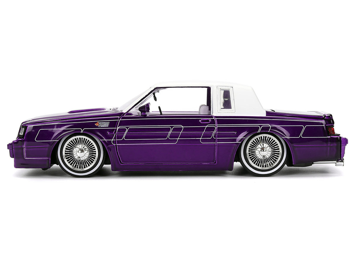 1987 Buick Grand National Candy Purple with Graphics and White Top and Interior "Bigtime Muscle" Series 1/24 Diecast Model Car by Jada Jada