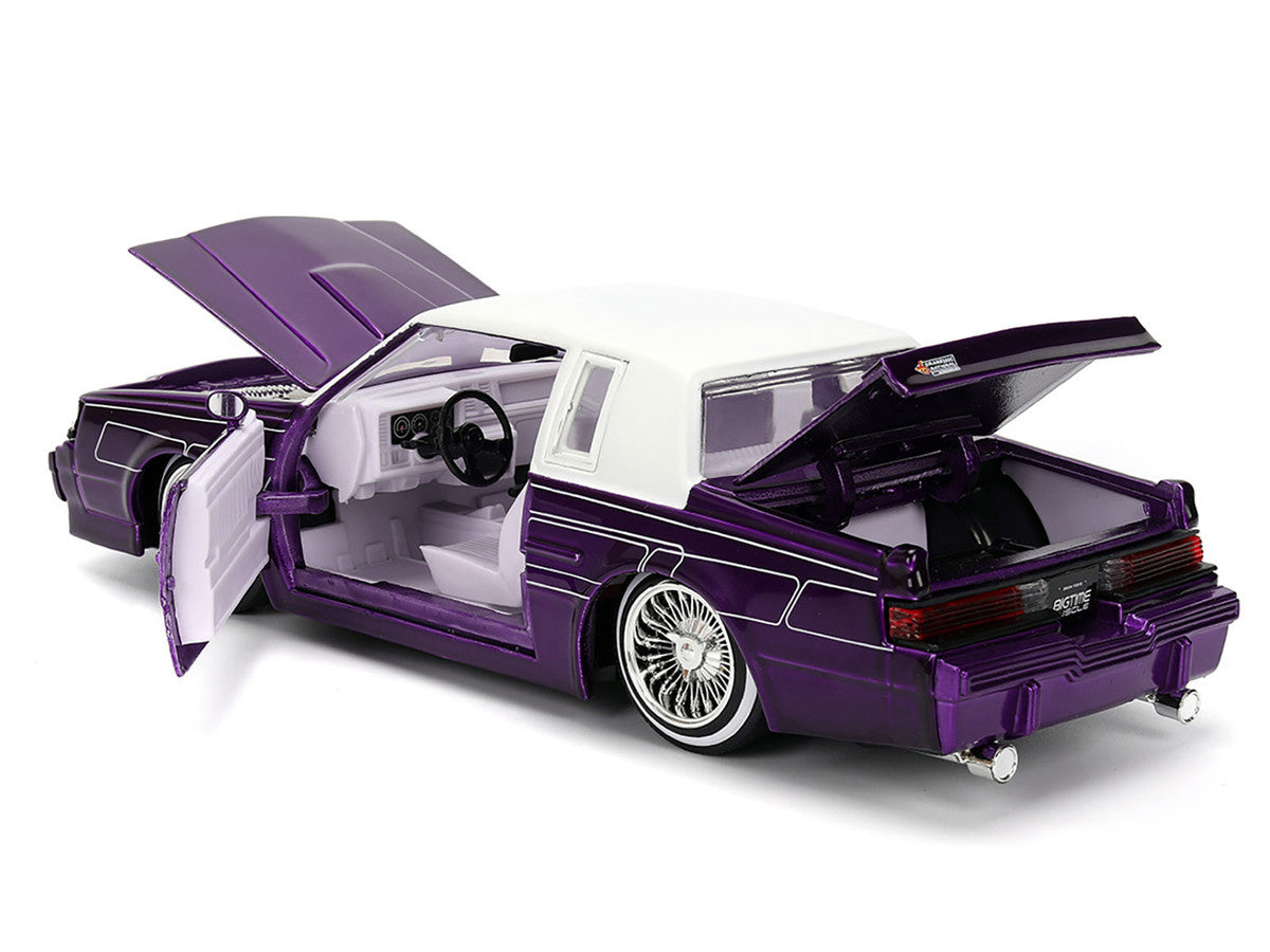 1987 Buick Grand National Candy Purple with Graphics and White Top and Interior "Bigtime Muscle" Series 1/24 Diecast Model Car by Jada Jada