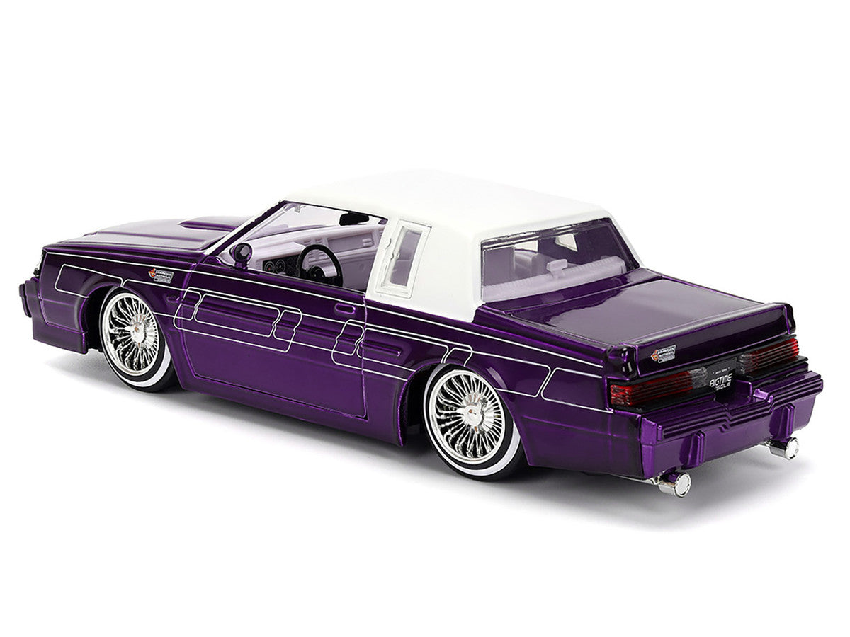 1987 Buick Grand National Candy Purple with Graphics and White Top and Interior "Bigtime Muscle" Series 1/24 Diecast Model Car by Jada Jada