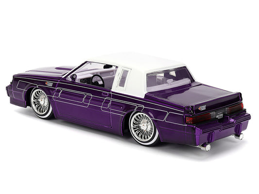 1987 Buick Grand National Candy Purple with Graphics and White Top and Interior "Bigtime Muscle" Series 1/24 Diecast Model Car by Jada Jada