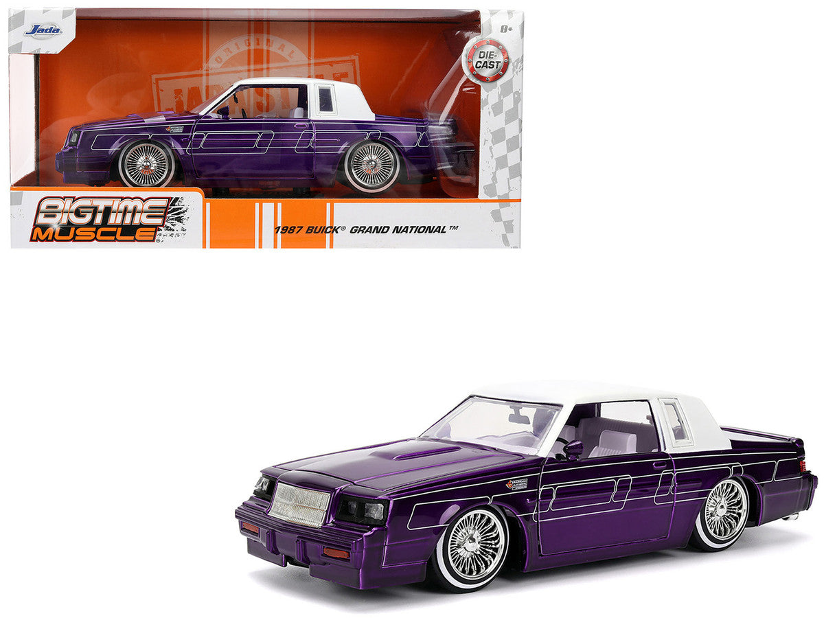 1987 Buick Grand National Candy Purple with Graphics and White Top and Interior "Bigtime Muscle" Series 1/24 Diecast Model Car by Jada Jada