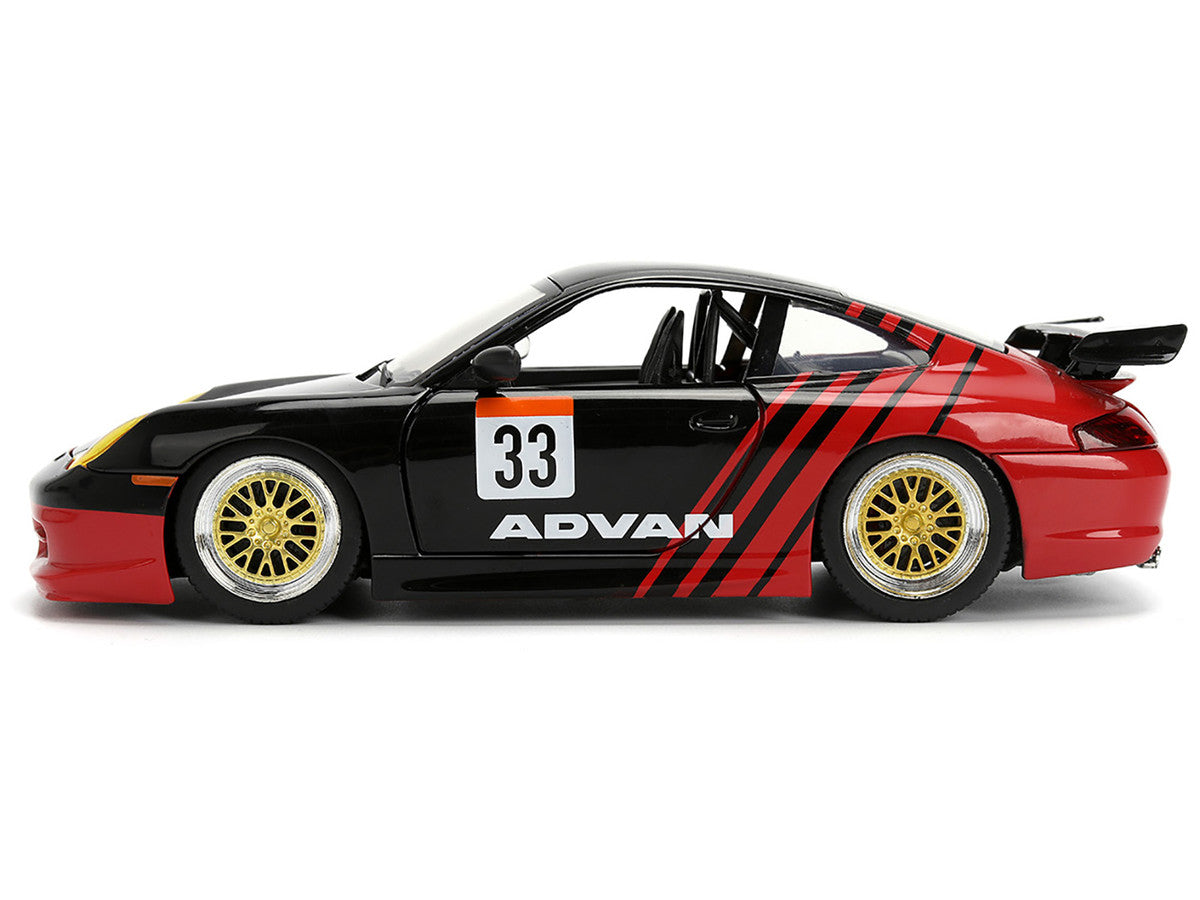 Porsche 911 GT3 RS (996) #33 "ADVAN" Black and Red "Hyper-Spec" Series 1/24 Diecast Model Car by Jada Jada