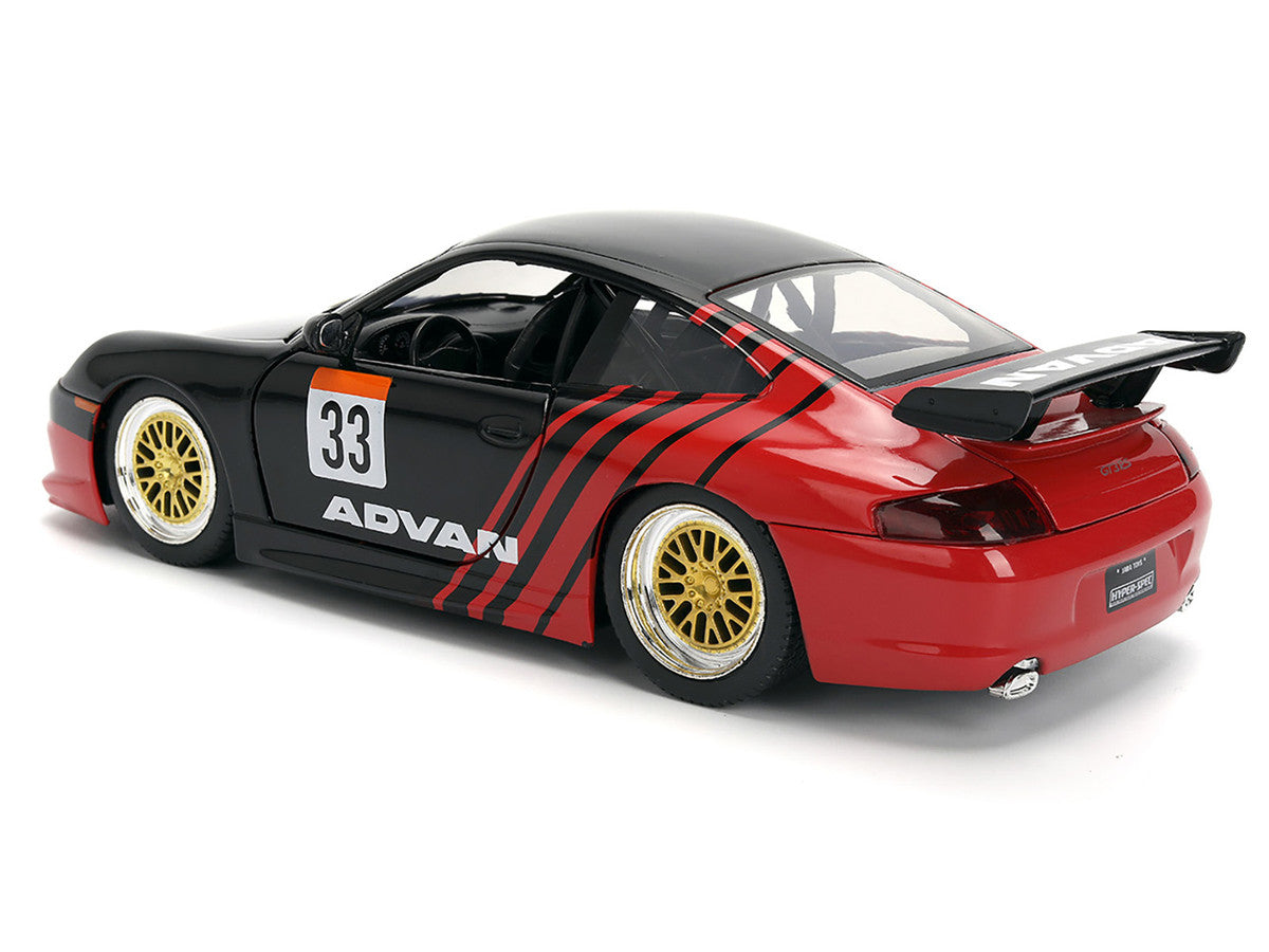 Porsche 911 GT3 RS (996) #33 "ADVAN" Black and Red "Hyper-Spec" Series 1/24 Diecast Model Car by Jada Jada