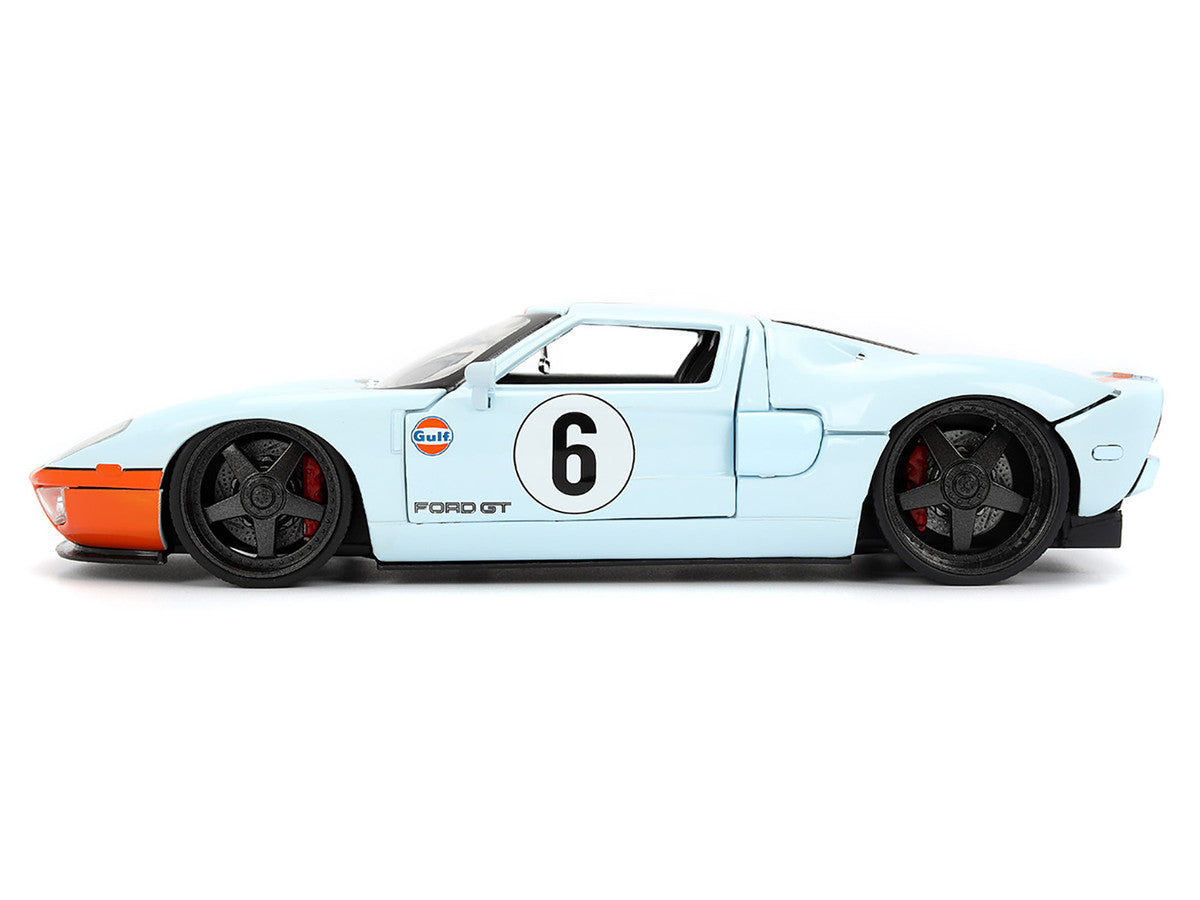 2005 Ford GT #6 "Gulf Oil" Light Blue with Orange Stripes "Hyper-Spec" Series 1/24 Diecast Model Car by Jada Jada