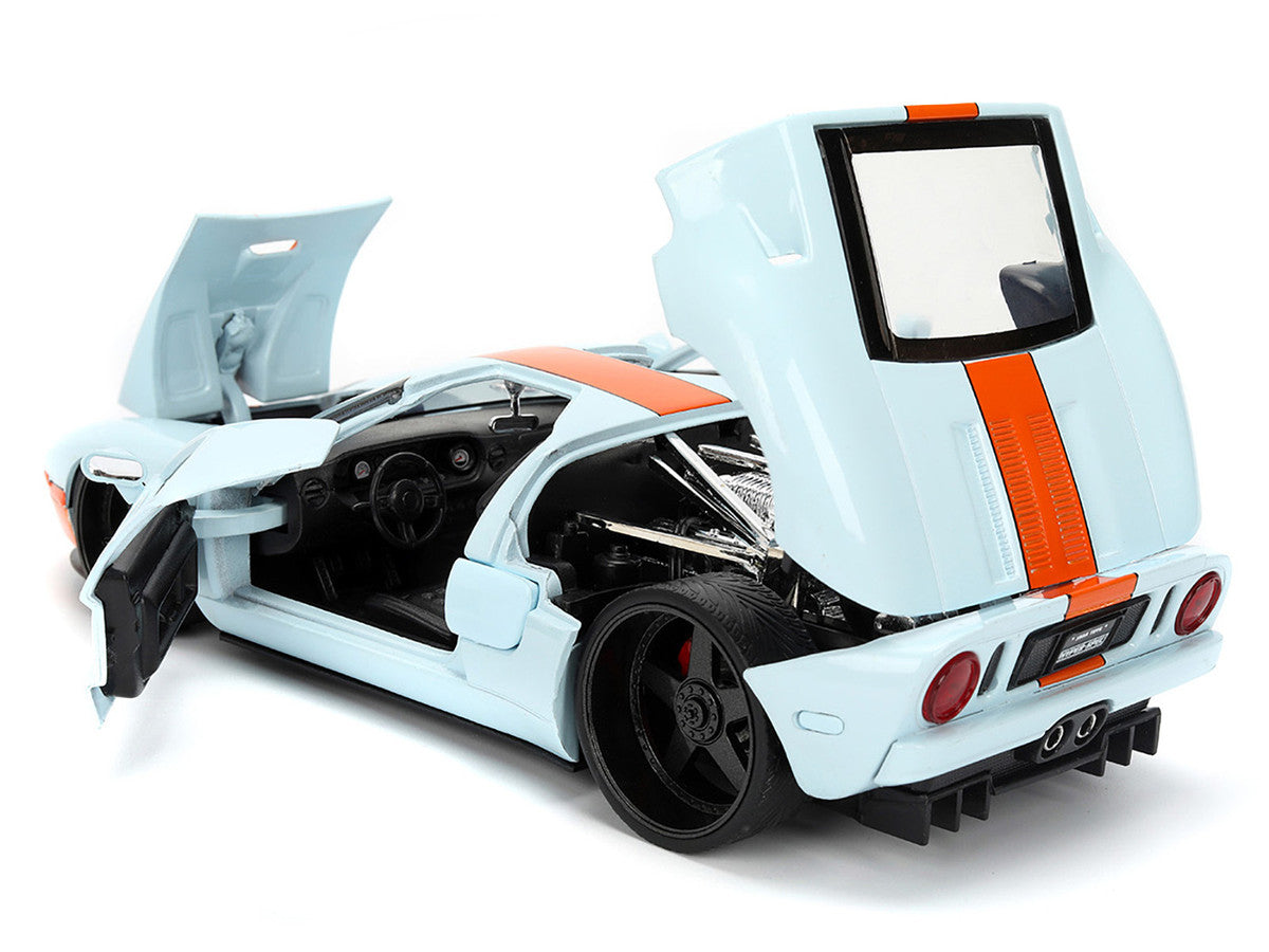 2005 Ford GT #6 "Gulf Oil" Light Blue with Orange Stripes "Hyper-Spec" Series 1/24 Diecast Model Car by Jada Jada