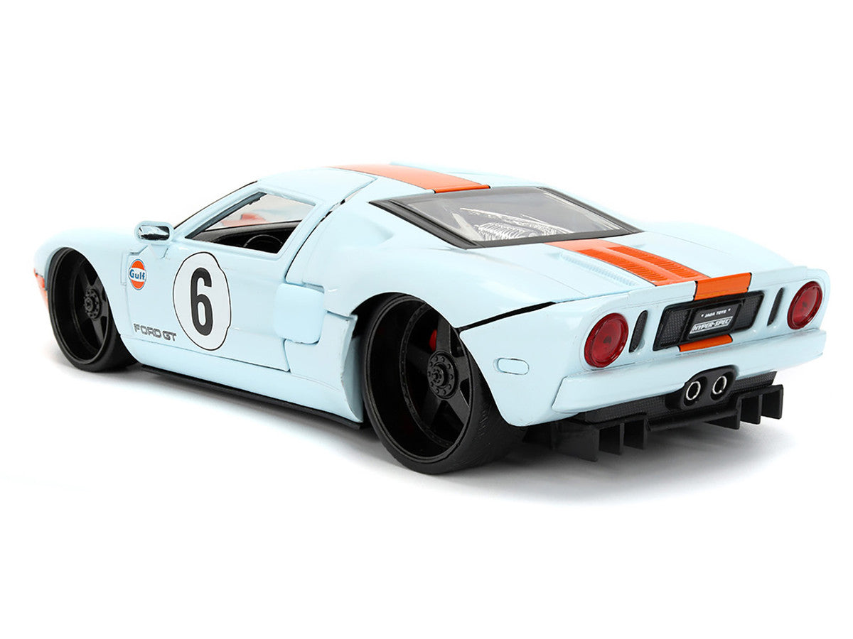 2005 Ford GT #6 "Gulf Oil" Light Blue with Orange Stripes "Hyper-Spec" Series 1/24 Diecast Model Car by Jada Jada