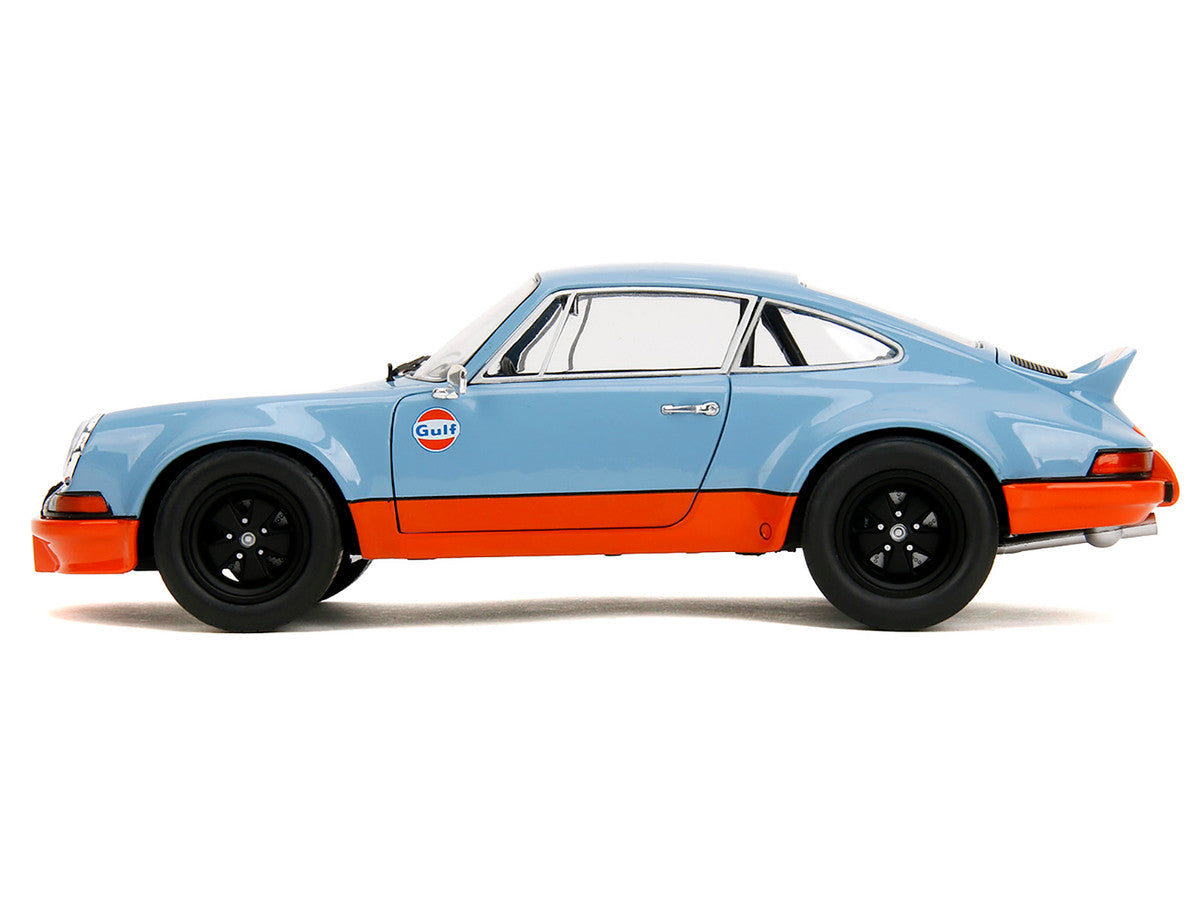 Porsche 911 RSR "Gulf Oil" Light Blue with Orange Stripes "Pink Slips" Series 1/18 Diecast Model Car by Jada Jada