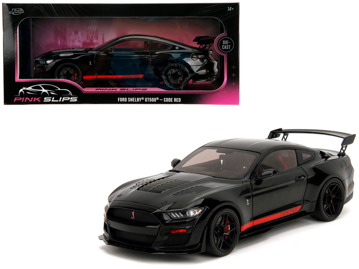 Shelby GT500 "Code Red" Black with Red Stripes "Pink Slips" Series 1/18 Diecast Model Car by Jada Jada