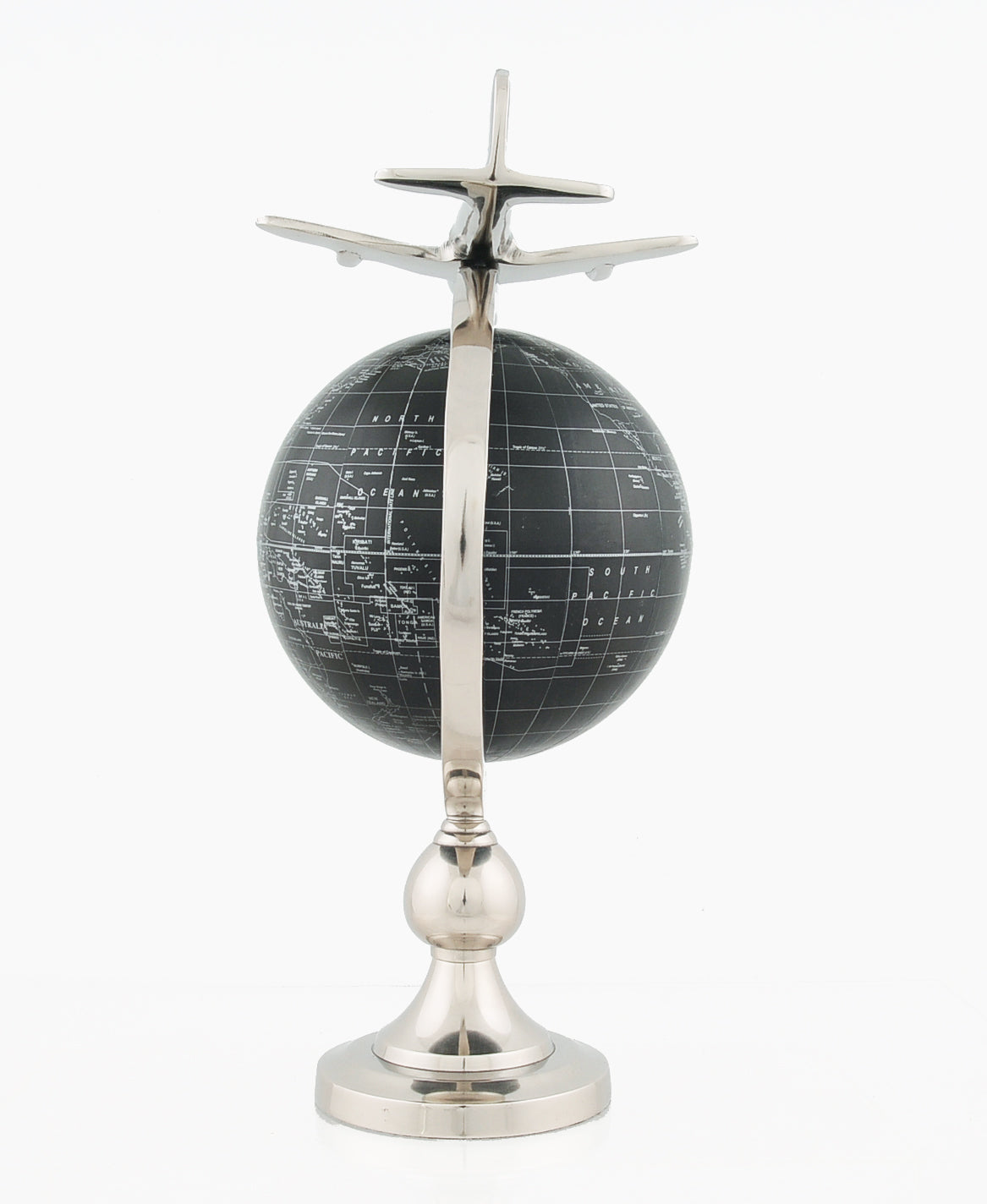 10" X 8.5" X 18" Airplane On Globe With Brass Stand W2B