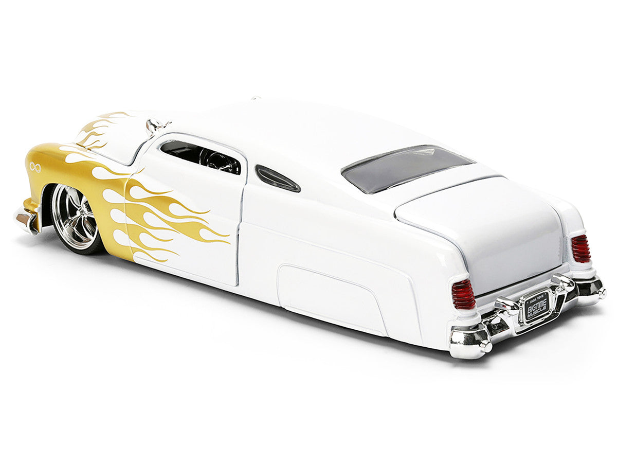 1951 Mercury Coupe White with Gold Flames "Bigtime Muscle" Series 1/24 Diecast Model Car by Jada Jada