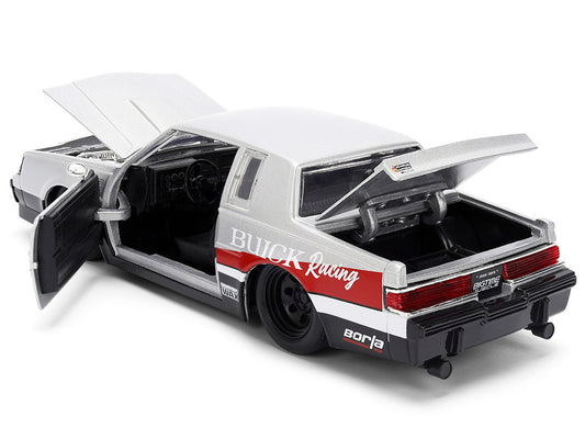 1987 Buick Grand National #7 "Buick Racing" Matt Silver Metallic with Red and Black Stripes "Bigtime Muscle" Series 1/24 Diecast Model by Jada Jada
