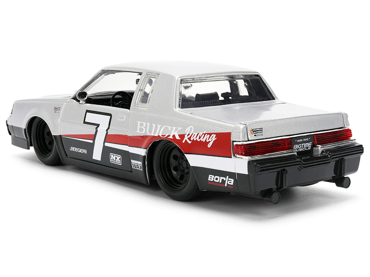 1987 Buick Grand National #7 "Buick Racing" Matt Silver Metallic with Red and Black Stripes "Bigtime Muscle" Series 1/24 Diecast Model by Jada Jada