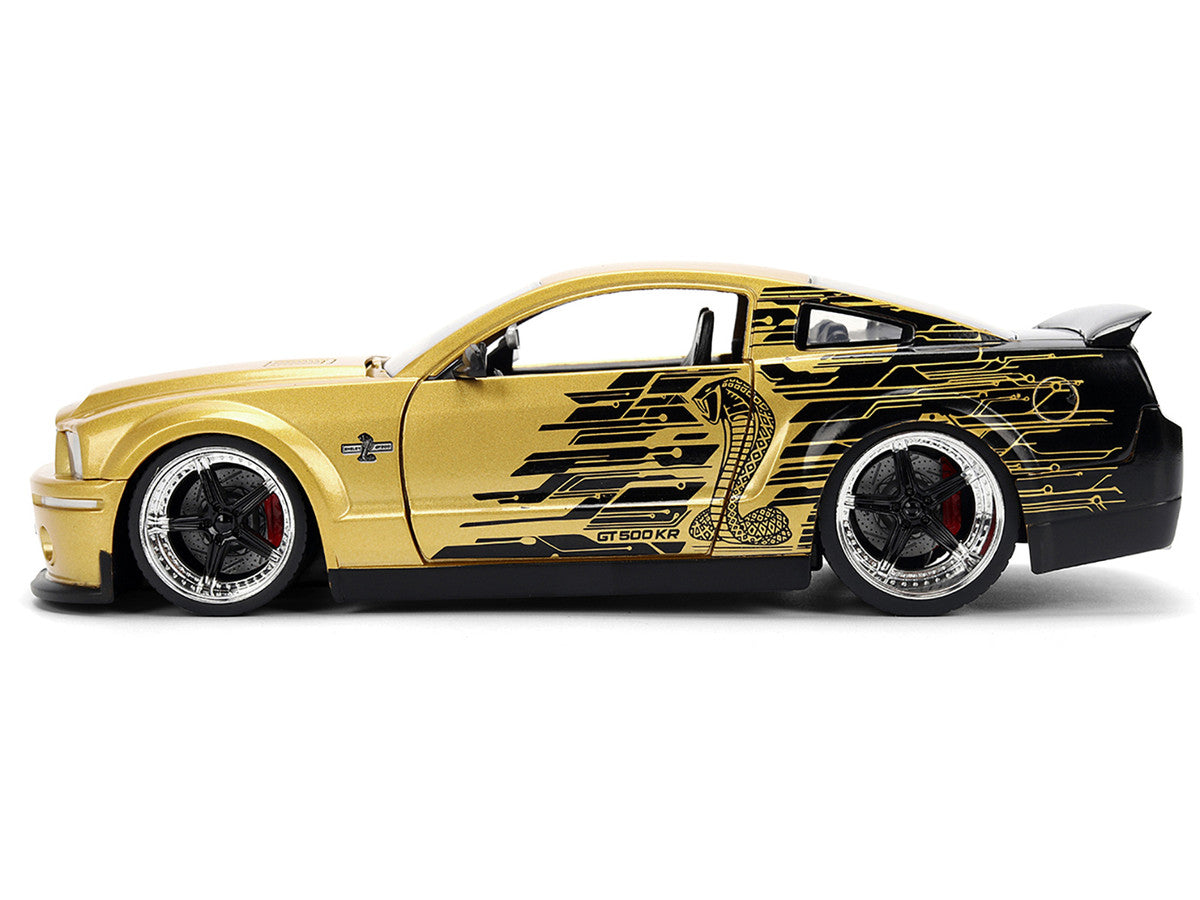 2008 Ford Shelby Mustang GT-500KR Gold Metallic and Black with Graphics "Bigtime Muscle" Series 1/24 Diecast Model Car by Jada Jada