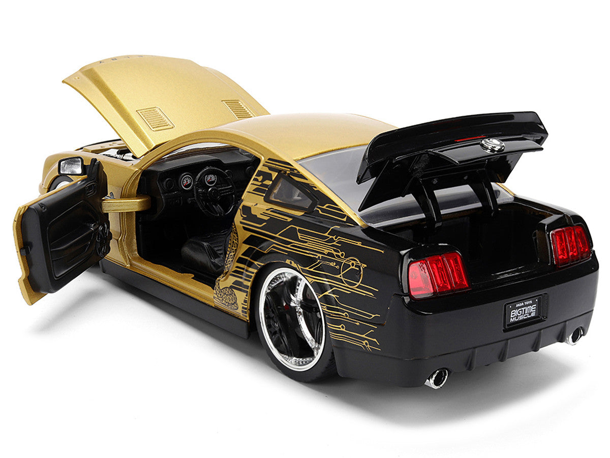 2008 Ford Shelby Mustang GT-500KR Gold Metallic and Black with Graphics "Bigtime Muscle" Series 1/24 Diecast Model Car by Jada Jada