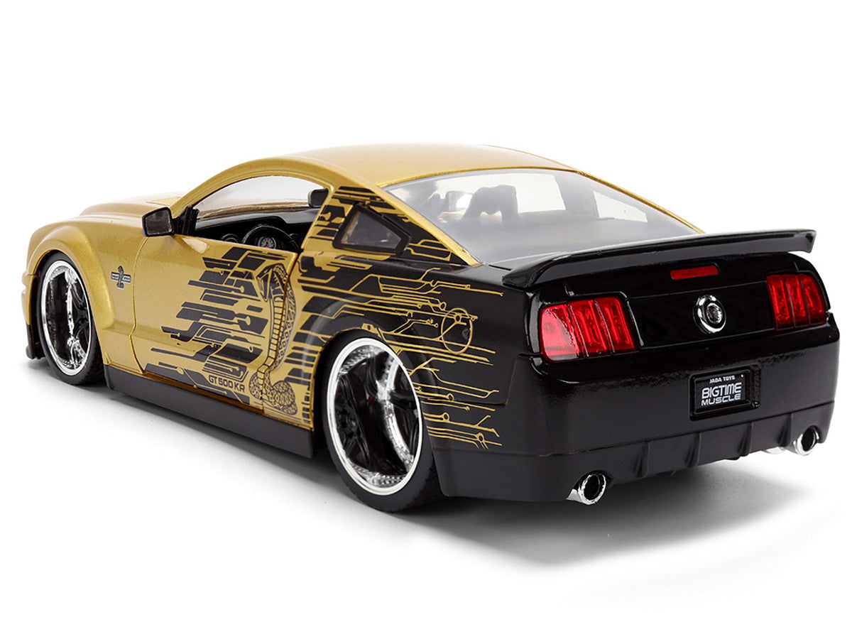 2008 Ford Shelby Mustang GT-500KR Gold Metallic and Black with Graphics "Bigtime Muscle" Series 1/24 Diecast Model Car by Jada Jada