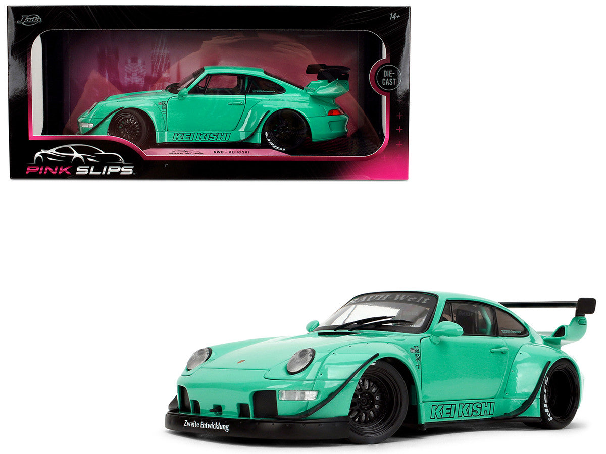 RWB Body Kit "Kei Kishi" Light Blue "Pink Slips" Series 1/18 Diecast Model Car by Jada Jada