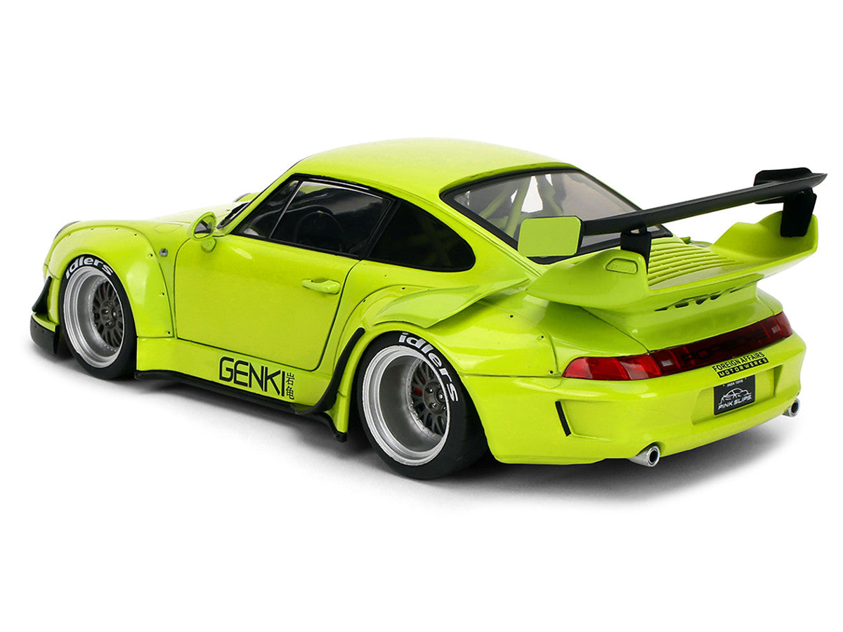RWB Body Kit "Genki" Lime Green "Pink Slips" Series 1/18 Diecast Model Car by Jada Jada