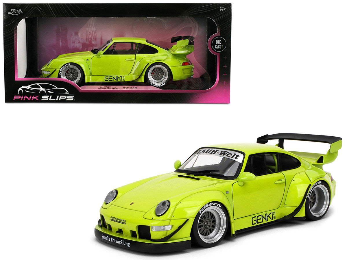 RWB Body Kit "Genki" Lime Green "Pink Slips" Series 1/18 Diecast Model Car by Jada Jada